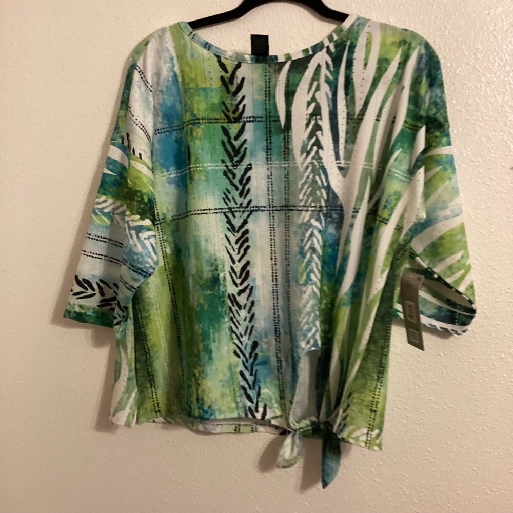 Green and Blue Abstract Women's Top